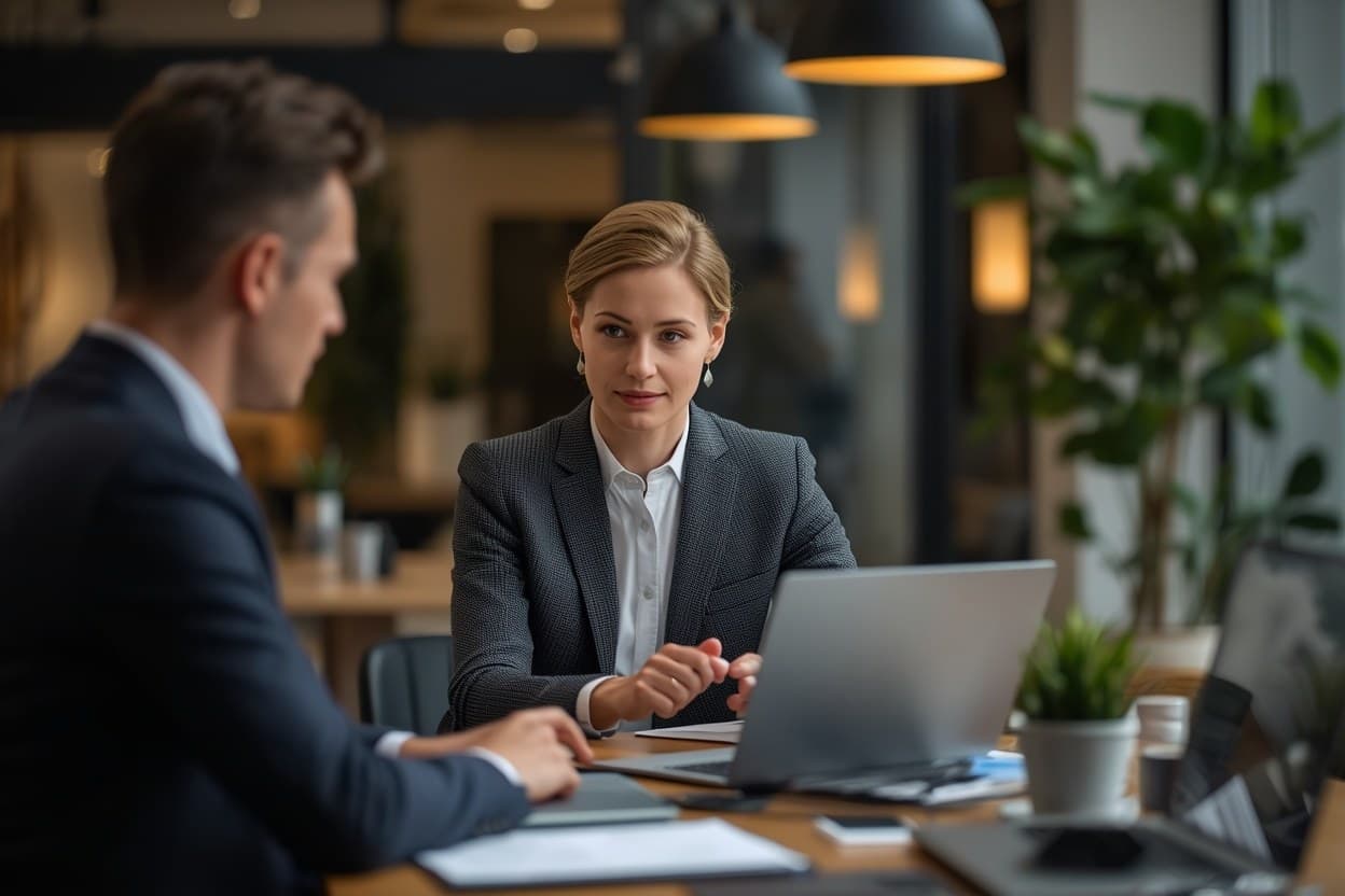 Working discussion between an executive and an operations director